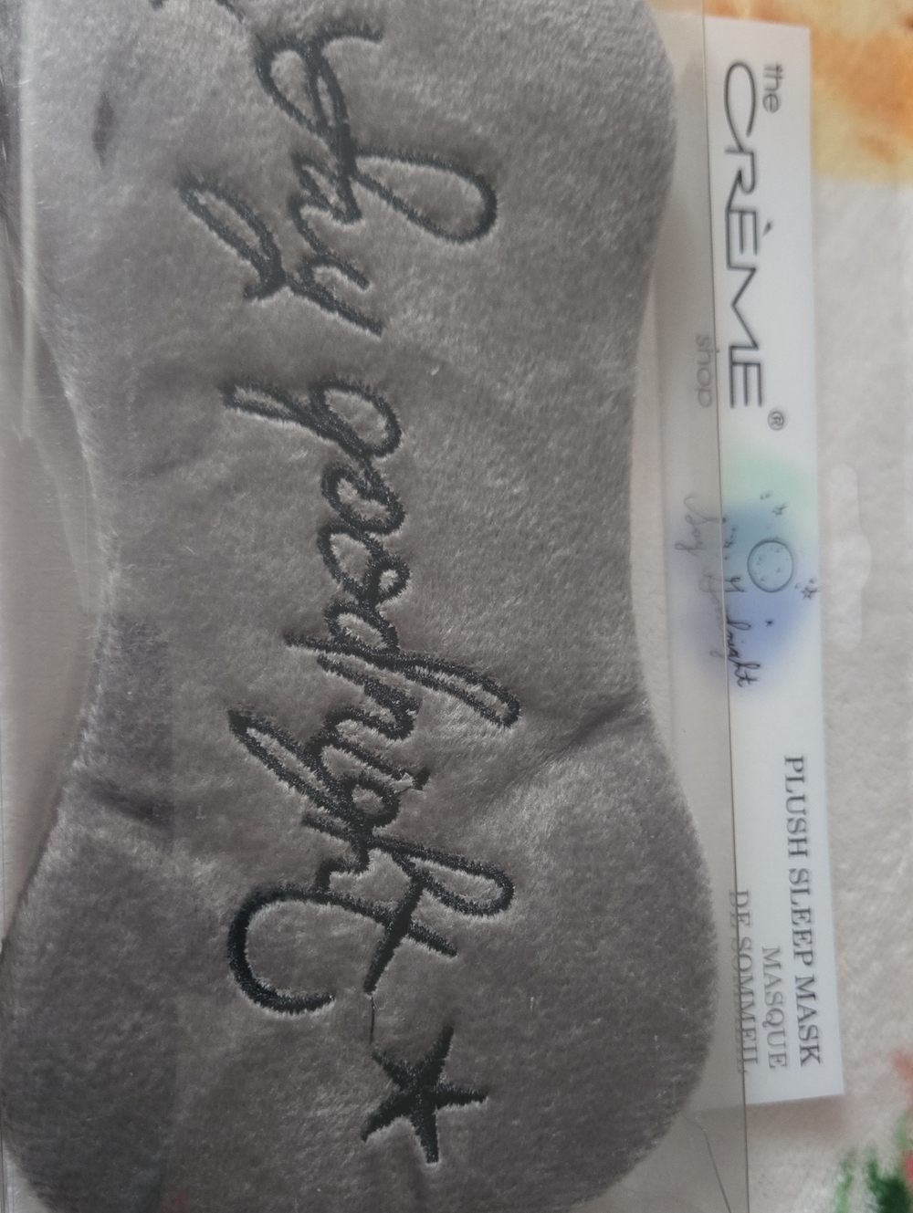 The Crème Plush Sleep Mask in Gray - Soft Light-Blocking Eye Mask, SAY GOODNIGHT